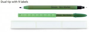 Skin marker Devon dual tip, dop met ruler, met 9 labels 1st.