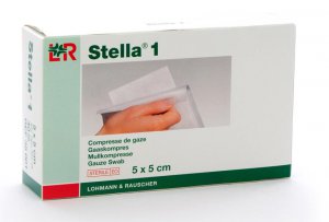 Compressen Stella steriel 5x5cm 8-laags                 80st