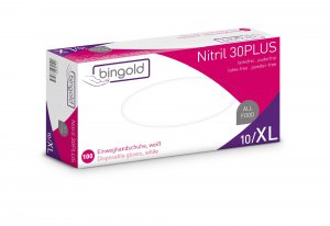 onderzoekshandschoenen BINGOLD Nitril XL 30PLUS wit    100st