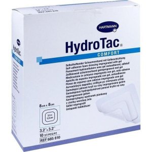 HYDROTAC comfort hydrofiel schuimverband steriel 8x8cm 10st