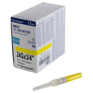 Iv catheter Surflo 24Gx3/4 GEEL 0,67x19mm ETFE          50st