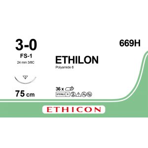 Ethilon 3/0 669H 3/8 snd nld 24mm FS-1 black - 75cm      1st