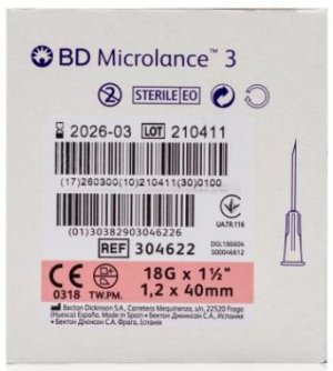 BD Microlance naalden 18G 1 1/2" roze 40mm steriel     100st