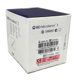 BD Microlance naalden 18G 2" roze 50mm steriel       100st