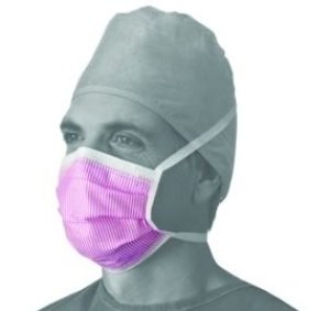 Chirurgisch masker anti-fog koordjes paars strepen IIR  50st