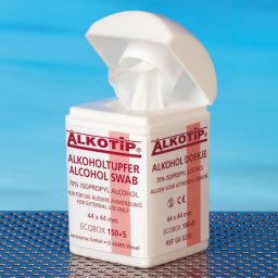 Alcoholdoekjes Alkotip 44x44mm in dispenser 155 stuks