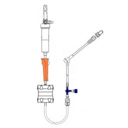 Infuusset met bijspuitpunt, drieweg en debietregelaar    1st