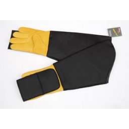Handschoenen met armbescherming en bijtschild