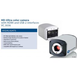 Euromex HD camera USB-2 and HDMI aansluitingen