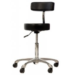 Tabouret Cura comfort met rugleuning ZWART met ronde zitting
