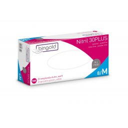 onderzoekshandschoenen BINGOLD Nitril M 30PLUS wit     100st