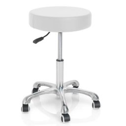 Tabouret Cura zonder rugleuning WIT met ronde zitting