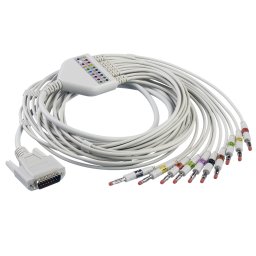 Universele EKG kabel 10 kabels bananestekkers en serieel  15-pin