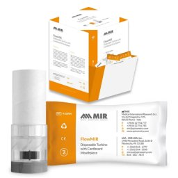 FlowMir disposable turbine met mondstuk in dispenserdoos