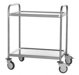 Roltafel (rolwagen) inox 80x58cm met 2 bladen  1st