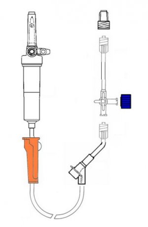 Infuusset 195cm met Y bijspuitpunt en 3-weg kraan        1st