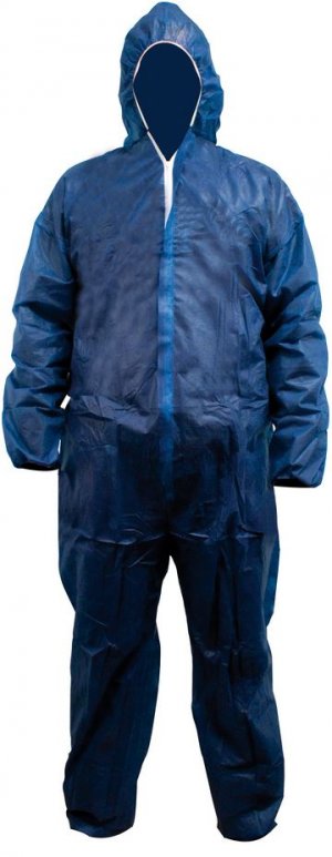 Overall blauw XL met kap en rits non-woven light weight  1st
