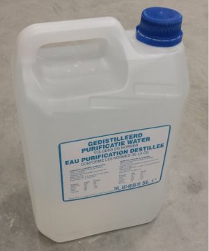 Gedestilleerd water 5l, aqua purificata, gedistilleerd   1st