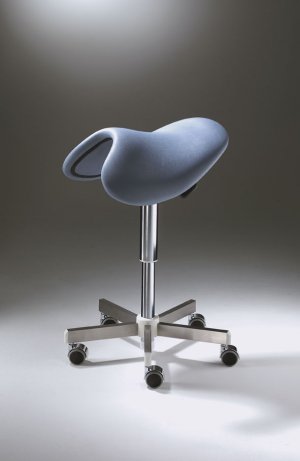 Tabouret met zadelzit Ergolift op wielen, handbediend    1st