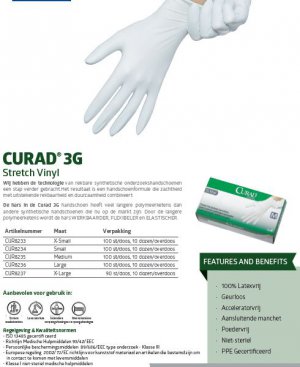 Onderzoekshandschoenen stretchvinyl Curad  medline L   100st