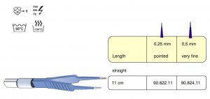 Bipolair pincet recht 11.0 cm 0,5 mm fijn