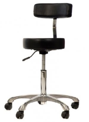 Tabouret Cura comfort met rugleuning ZWART met ronde zitting