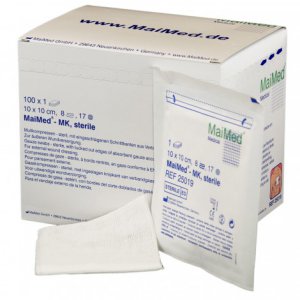 MaiMed compressen 10x10 8-ply steriel per 1 verpakt 100x1st