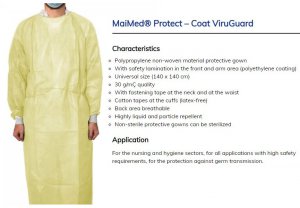 Beschermschort geel nonwoven viruguard 140x140cm     10x10st