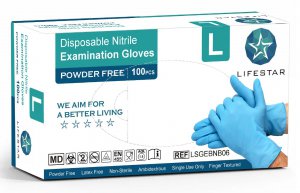 Handschoenen Lifestar nitril L poedervrij blauw        100st