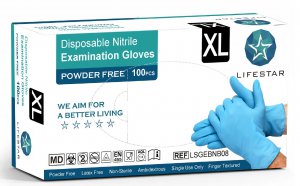 Handschoenen Lifestar nitril XL poedervrij blauw       100st