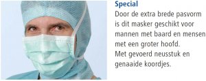 Foliodress masker type II special groen 3-lays koordjes 50st