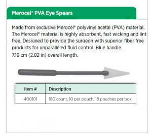 Merocel PVA eye spears (oogspeer)