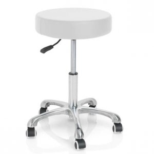 Tabouret Cura zonder rugleuning WIT met ronde zitting