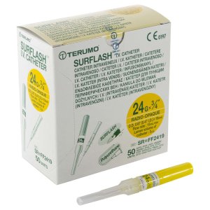 Iv catheter Surflash 24Gx3/4 GEEL (0,67mmx19mm)         50st