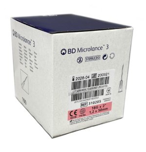 BD Microlance naalden 18G 2" roze 50mm steriel      100st
