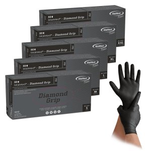 Handschoenen MaiMed diamond grip black nitril S  50st