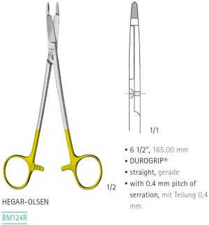 TC HEGAR-OLSEN NEEDLE HOLDER/SCISSOR 165MM BM124R