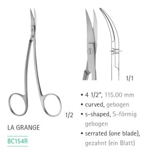 Fijne schaar La GRANGE 1 zijde getand 115mm