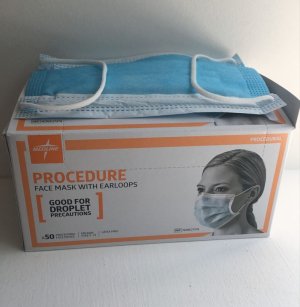 mondmasker Medline met rekker blauw type II 50st