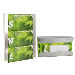 Inox dispenser voor 1 of 3 dozen handschoenen